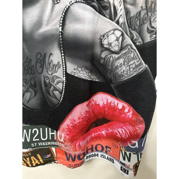 WHATLEES‎ Marilyn Monroe Tattoo License Plate Graphic T-Shirt XL - Picture 4 of 7